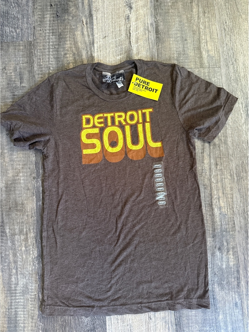 Pure Detroit Detroit Soul Brown Graphic T-Shirt Small